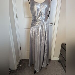Elegant Silver Maxi Dress